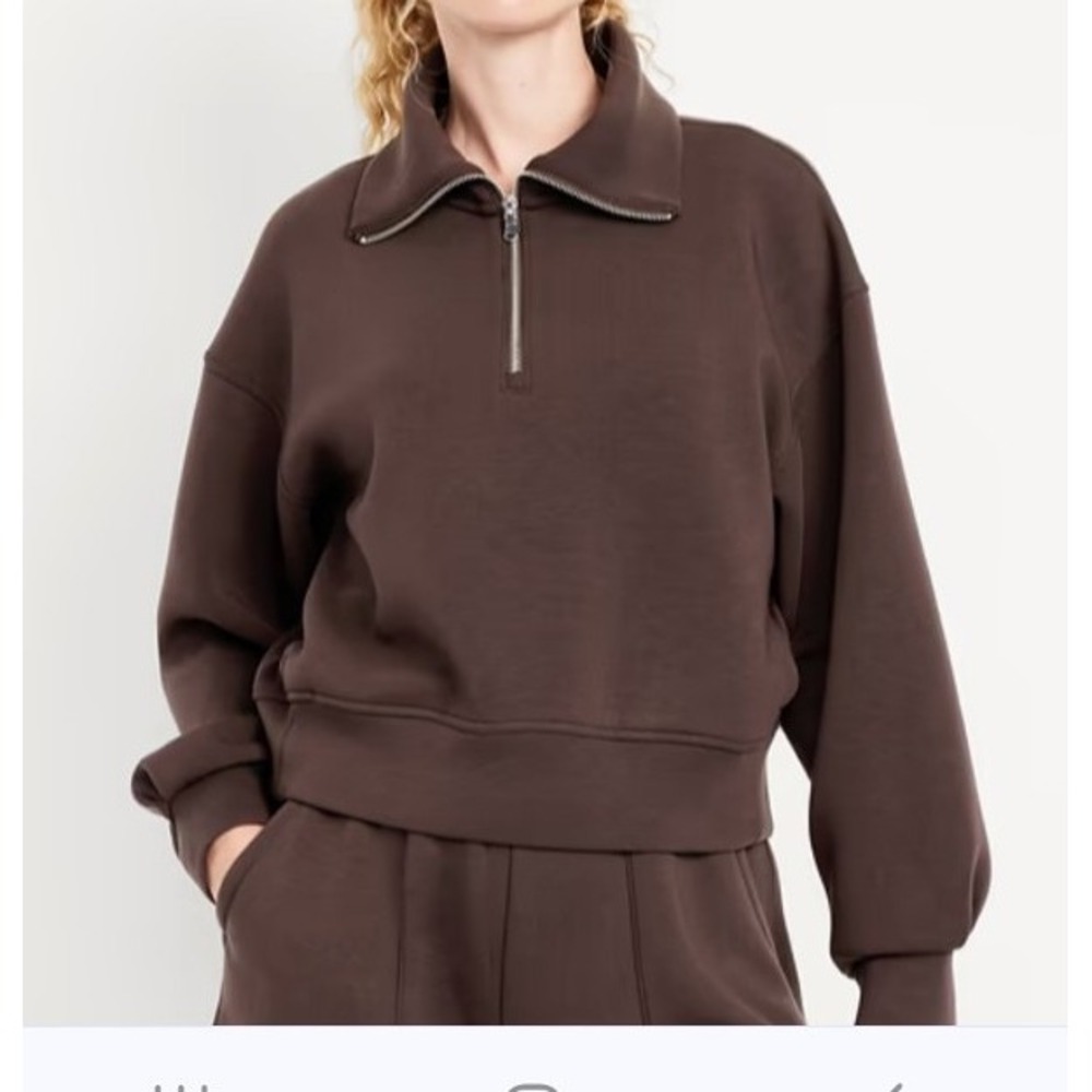 Old Navy Active Bounce Fleece Women XXL Neck half Zip Sweatshirt Pullover brown